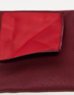 Gifts*DESIGN Satin Slim Tie And Pocket Square In Burgundy