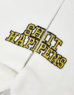 Gifts*DESIGN Shit Happens Slogan Socks In White