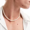 Gifts*DESIGN Short 6Mm Glass Faux Pearl Necklace In White
