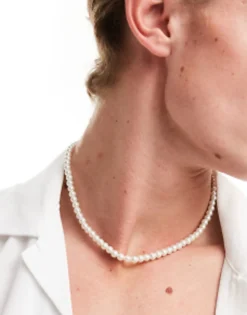 Gifts*DESIGN Short 6Mm Glass Faux Pearl Necklace In White