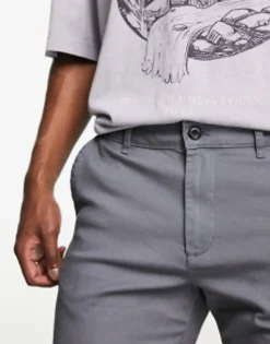 Shorts*DESIGN Skinny Chino Shorts In Shorter Length In Grey