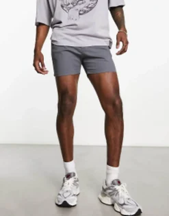 Shorts*DESIGN Skinny Chino Shorts In Shorter Length In Grey