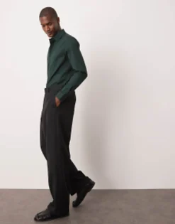 Suits & Tailoring*DESIGN Skinny Fit Shirt In Deep Pine Green