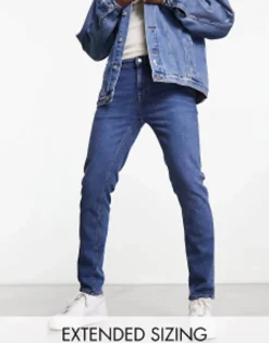 Tall*DESIGN Skinny Jeans In Mid Wash Blue