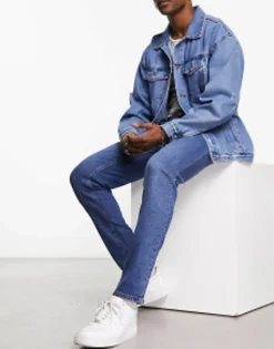 Tall*DESIGN Skinny Jeans In Mid Wash Blue