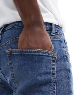Tall*DESIGN Skinny Jeans In Vintage Dark Blue Dark Wash Blue