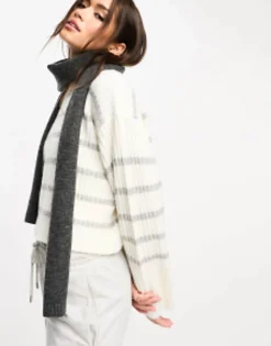 Scarves*DESIGN Skinny Knit Scarf In Grey Charcoal
