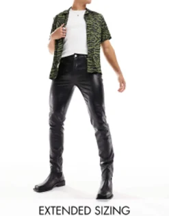 Trousers & Chinos*DESIGN Skinny Leather Look Trouser In Black