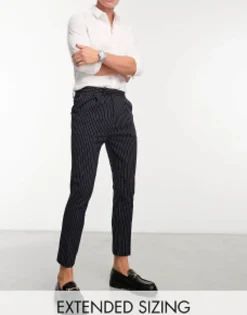 Suits & Tailoring*DESIGN Skinny Smart Trousers In Pin Stripe Navy