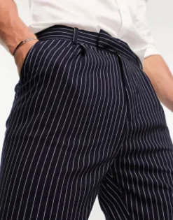 Suits & Tailoring*DESIGN Skinny Smart Trousers In Pin Stripe Navy