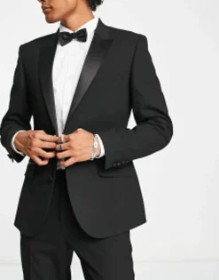 Suits & Tailoring*DESIGN Skinny Tuxedo In Black