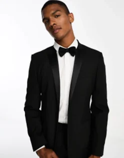 Suits & Tailoring*DESIGN Skinny Tuxedo In Black