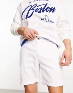 Shorts*DESIGN Slim Chino Shorts In Mid Length In White
