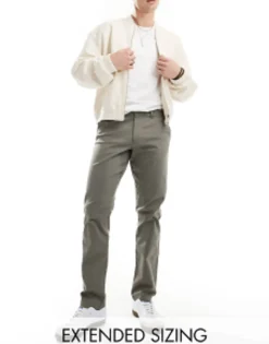 Tall*DESIGN Slim Chinos In Charcoal