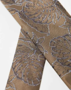 Ties*DESIGN Slim Tie In Botanical Jacquard Brown