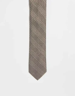 Ties*DESIGN Slim Tie In Check Brown