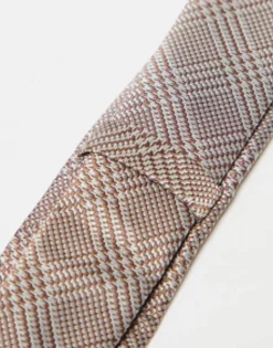 Ties*DESIGN Slim Tie In Check Brown