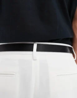 Belts*DESIGN Smart Faux Leather Skinny Belt With Silver Buckle In Black