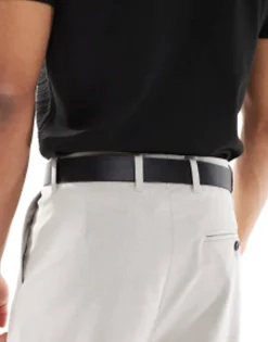 Belts*DESIGN Smart Faux Leather Belt With Silver Buckle In Black