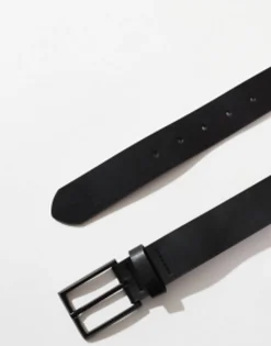 Belts*DESIGN Smart Faux Leather Belt With Matte Buckle In Black