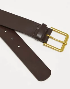 Belts*DESIGN Smart Leather Belt With Gold Buckle In Brown
