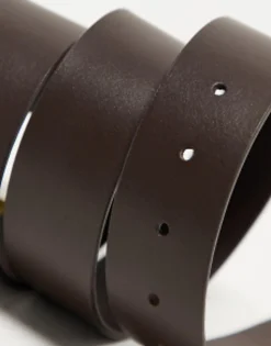 Belts*DESIGN Smart Leather Belt With Gold Buckle In Brown