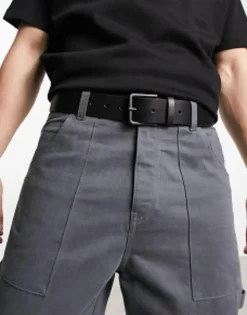 Belts*DESIGN Smart Leather Belt With Matte Buckle In Black