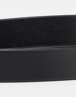 Belts*DESIGN Smart Leather Skinny Belt With Gold Buckle In Black