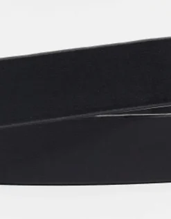 Belts*DESIGN Smart Leather Skinny Belt With Silver Buckle In Black