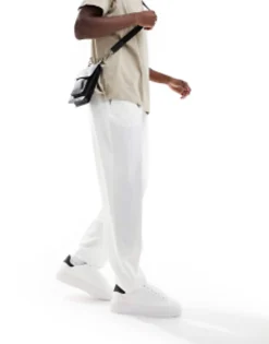 Trousers & Chinos*DESIGN Smart Oversized Tapered Fit Trousers In White