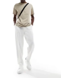 Trousers & Chinos*DESIGN Smart Oversized Tapered Fit Trousers In White