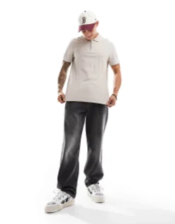 Polo Shirts*DESIGN Smart Pique Polo Shirt In Taupe Pure Chasmere