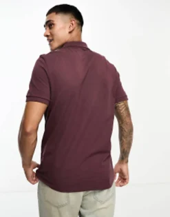 Polo Shirts*DESIGN Smart Pique Polo Shirt In Burgundy Decedant Chocolate
