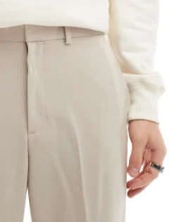 Trousers & Chinos*DESIGN Smart Wide Leg Joggers In Stone