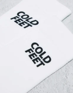 Socks*DESIGN Sock With Cold Feet Slogan White