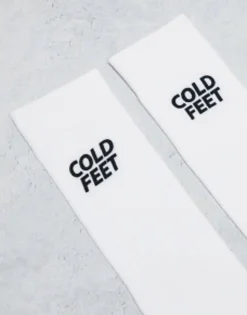 Socks*DESIGN Sock With Cold Feet Slogan White