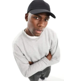Caps & Hats*DESIGN Soft Baseball Cap In Cotton Black