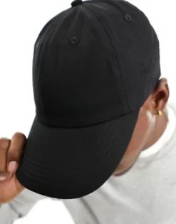 Caps & Hats*DESIGN Soft Baseball Cap In Cotton Black