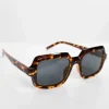 Sunglasses*DESIGN Square Sunglasses In Tort With Black Lens Brown