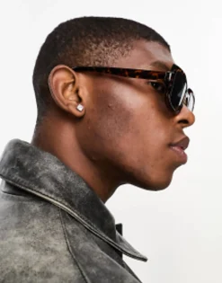 Sunglasses*DESIGN Square Sunglasses In Tort With Black Lens Brown