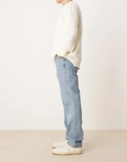 Tall*DESIGN Straight Leg Jeans In Mid Wash Blue