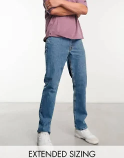 Tall*DESIGN Stretch Slim Jeans In Mid Wash Blue Light Wash Blue