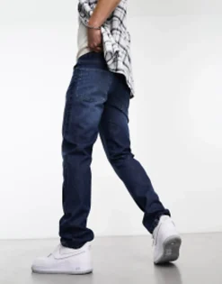 Tall*DESIGN Stretch Slim Jeans In Vintage Dark Blue Dark Wash Blue