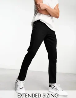 Tall*DESIGN Stretch Slim Jeans In No Fade Black