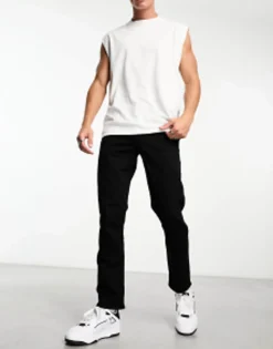 Tall*DESIGN Stretch Slim Jeans In No Fade Black