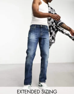 Tall*DESIGN Stretch Slim Jeans In Vintage Dark Wash Dark Wash Blue