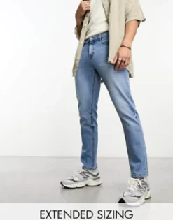 Tall*DESIGN Stretch Slims Jeans In Vintage Light Blue Vintage Tint