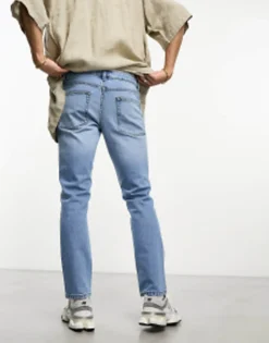 Tall*DESIGN Stretch Slims Jeans In Vintage Light Blue Vintage Tint