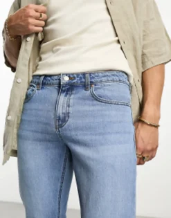 Tall*DESIGN Stretch Slims Jeans In Vintage Light Blue Vintage Tint