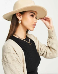 Hats*DESIGN Structured Fedora With Size Adjuster In Stone Camel